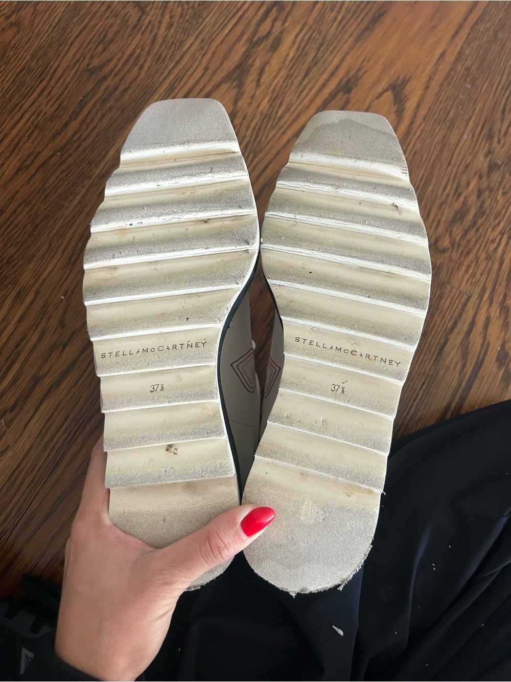 Stella McCartney White Platform Lace-Up Sneakers with Red Heart Accents - Picture 9 of 9